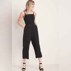 Square neck cami jumpsuit polka dot